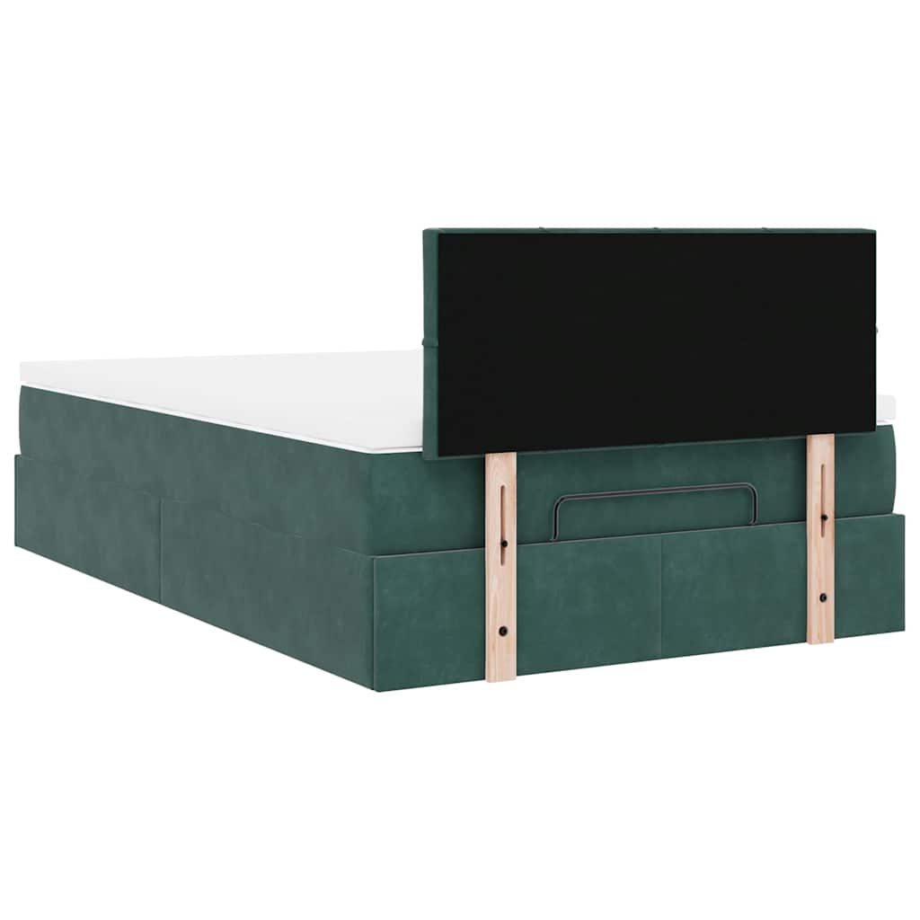 Ottoman bed met matras en LED's 120x190 cm fluweel donkergroen