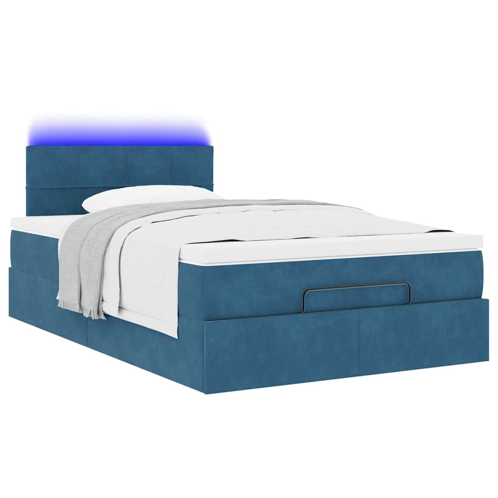 Ottoman bed met matras en LED's 120x190 cm fluweel donkerblauw