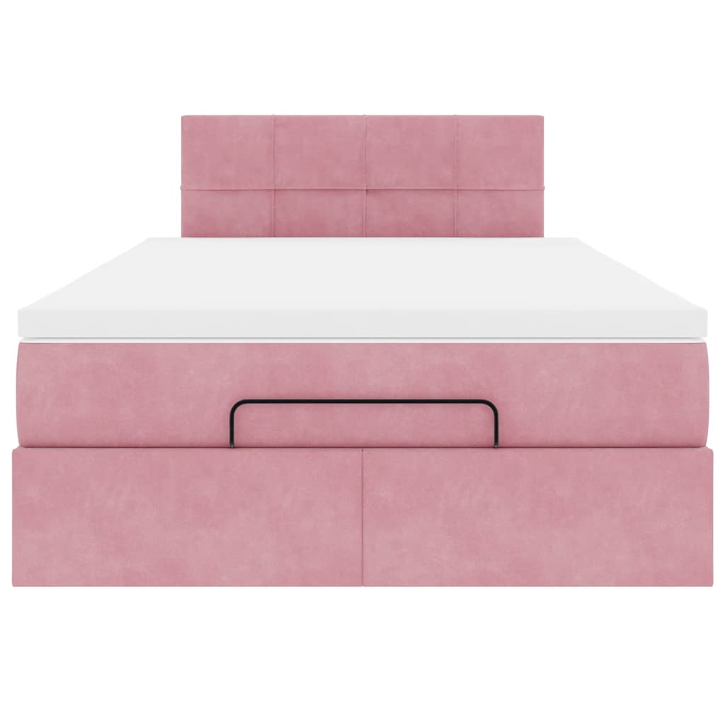 Ottoman bed met matras en LED's 120x190 cm fluweel roze