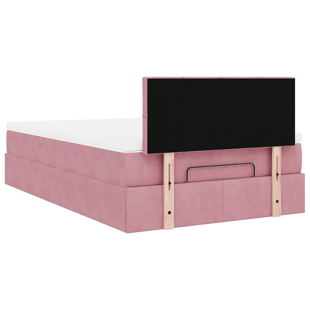 Ottoman bed met matras en LED's 120x190 cm fluweel roze