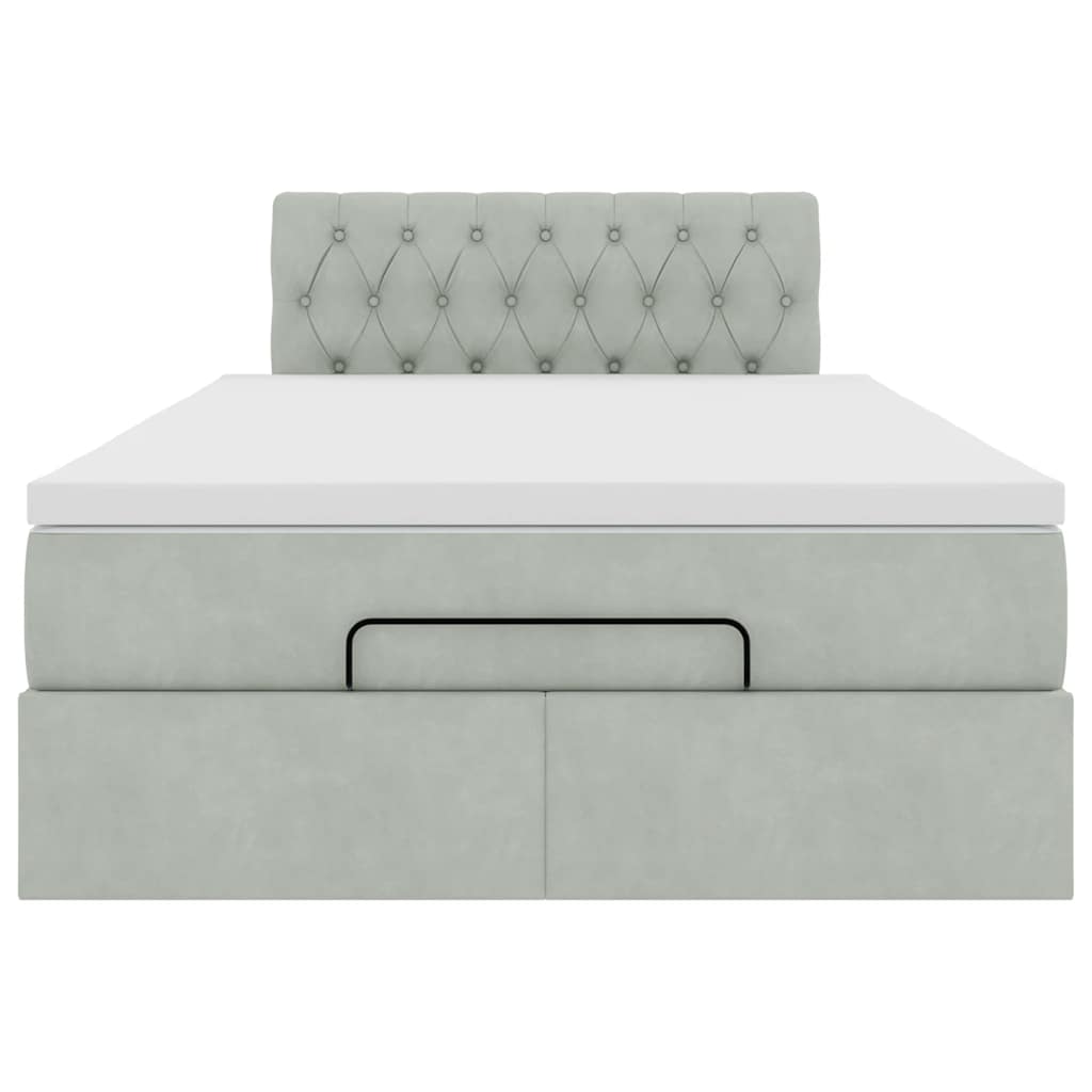 Ottoman bed met matras en LED's 120x190 cm fluweel lichtgrijs