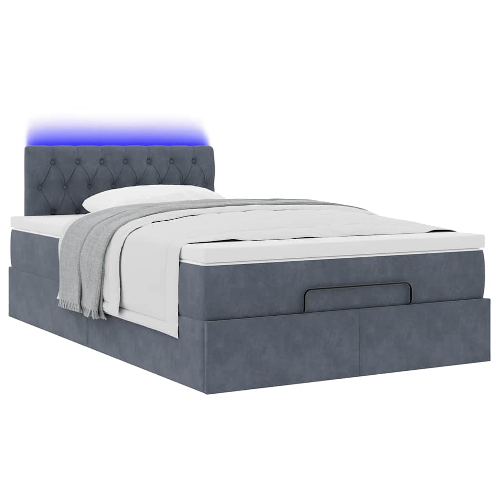 Ottoman bed met matras en LED's 120x190 cm fluweel donkergrijs