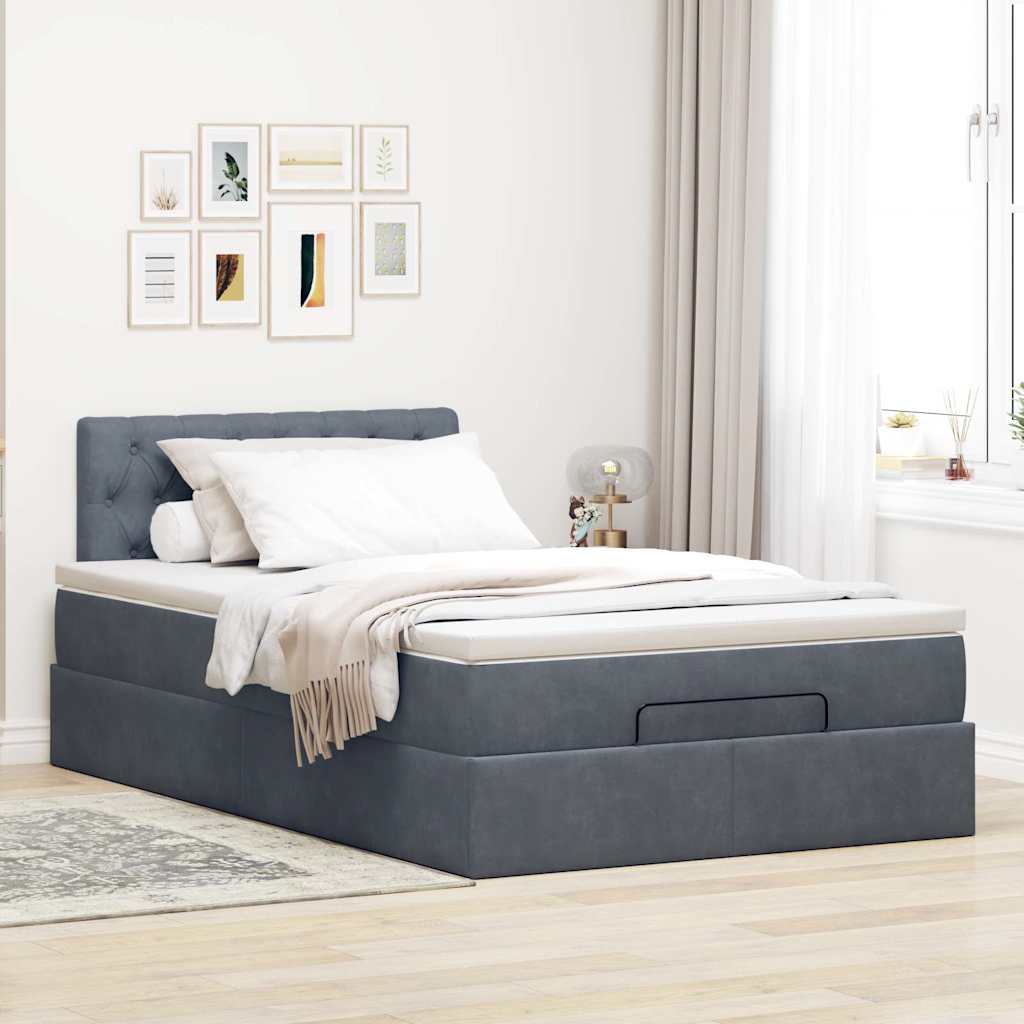 Ottoman bed met matras en LED's 120x190 cm fluweel donkergrijs