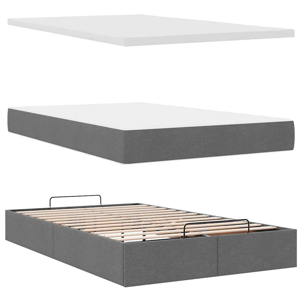 Ottoman bed met matras en LED's 120x190 cm fluweel donkergrijs