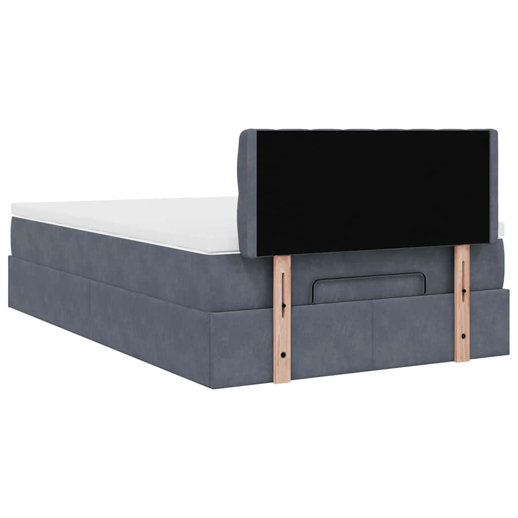 Ottoman bed met matras en LED's 120x190 cm fluweel donkergrijs