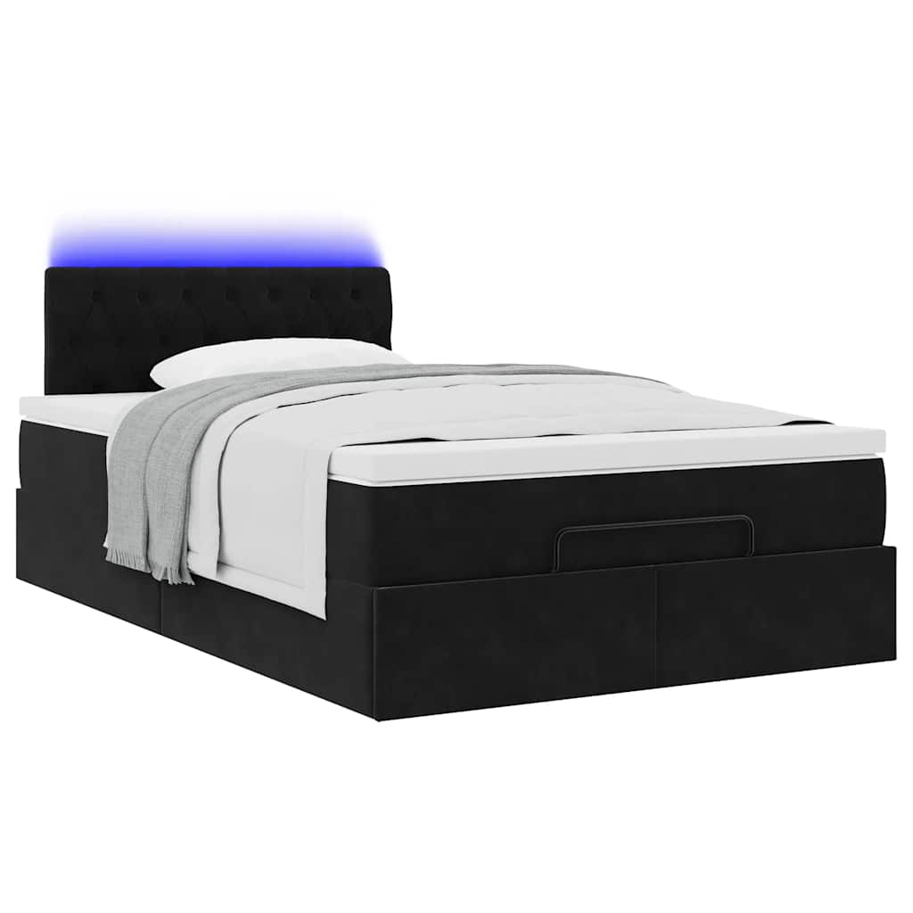 Ottoman bed met matras en LED's 120x190 cm fluweel zwart