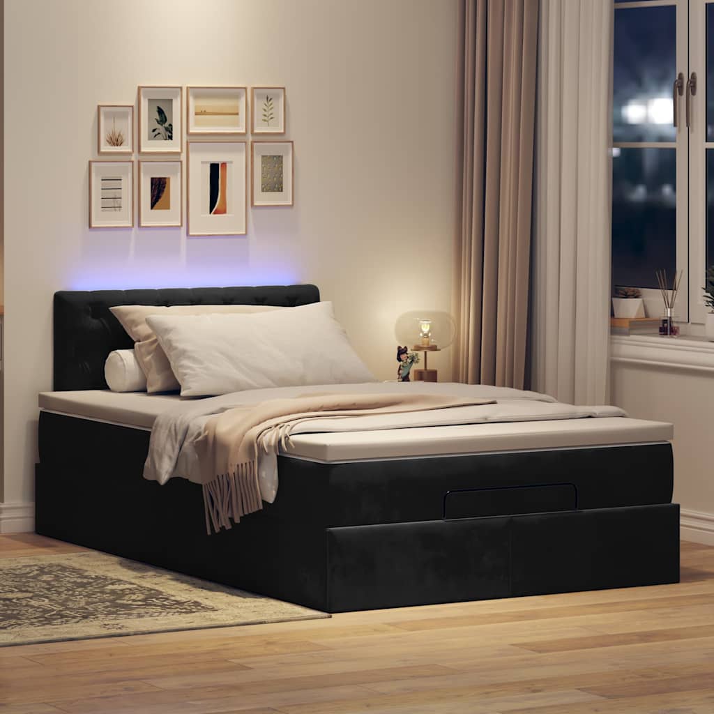 Ottoman bed met matras en LED's 120x190 cm fluweel zwart