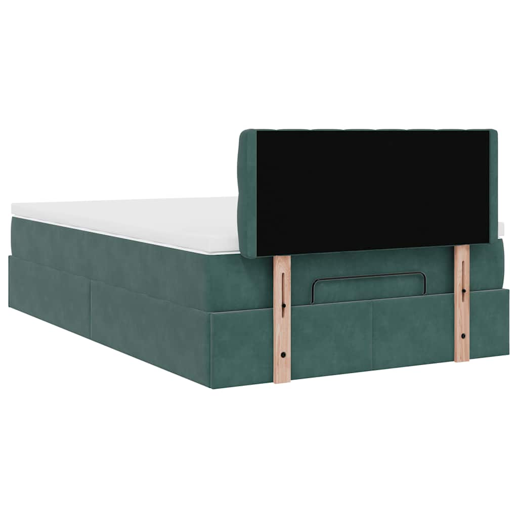 Ottoman bed met matras en LED's 120x190 cm fluweel donkergroen