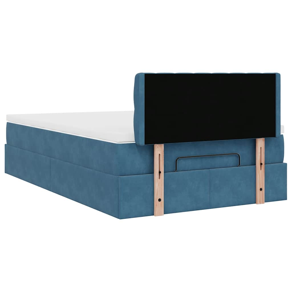 Ottoman bed met matras en LED's 120x190 cm fluweel donkerblauw