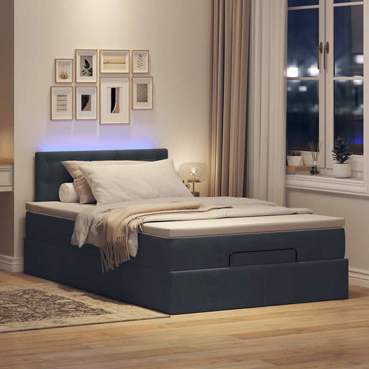 Ottoman bed met matras en LED's 120x190 cm fluweel donkergrijs