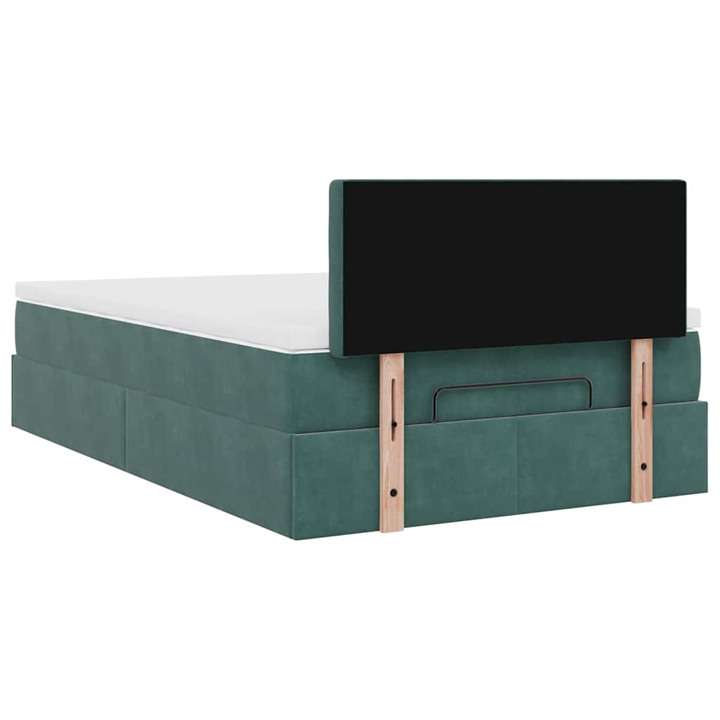 Ottoman bed met matras en LED's 120x190 cm fluweel donkergroen