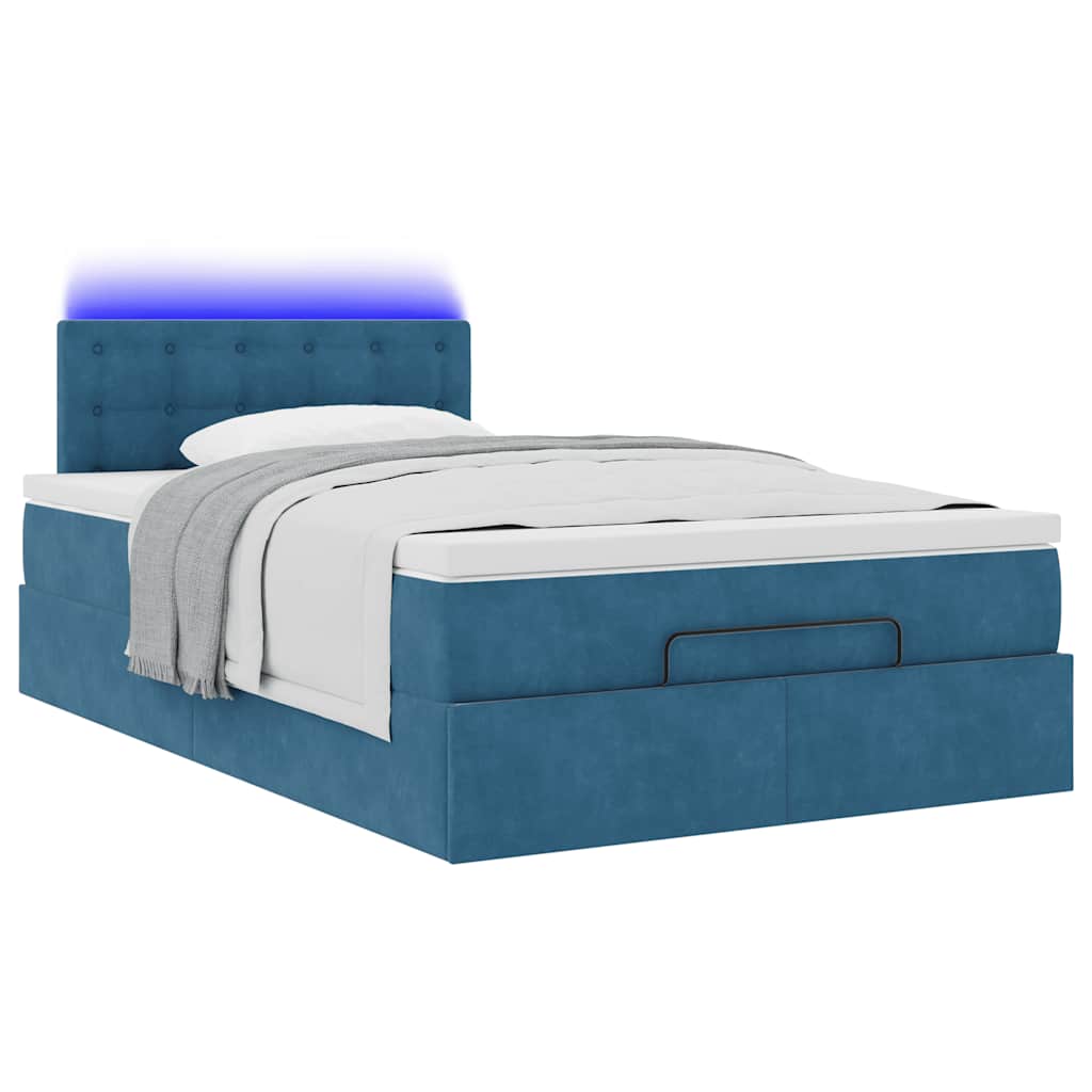 Ottoman bed met matras en LED's 120x190 cm fluweel donkerblauw