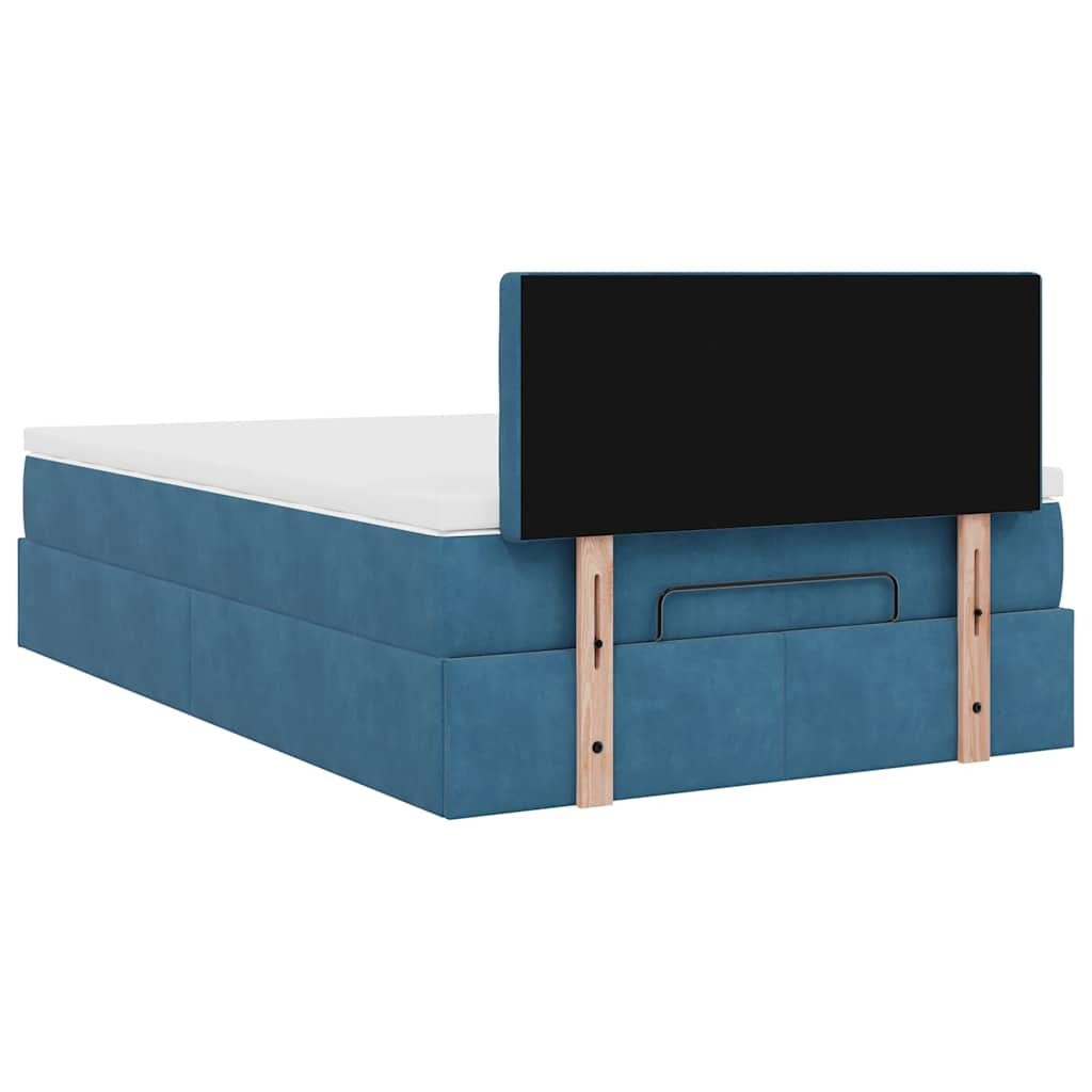 Ottoman bed met matras en LED's 120x190 cm fluweel donkerblauw