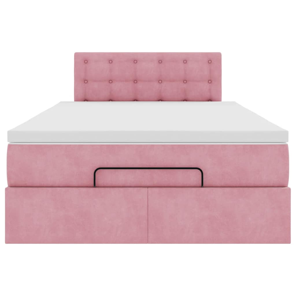 Ottoman bed met matras en LED's 120x190 cm fluweel roze