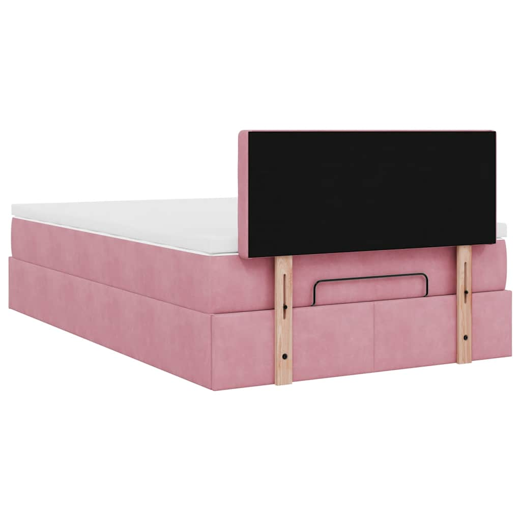 Ottoman bed met matras en LED's 120x190 cm fluweel roze