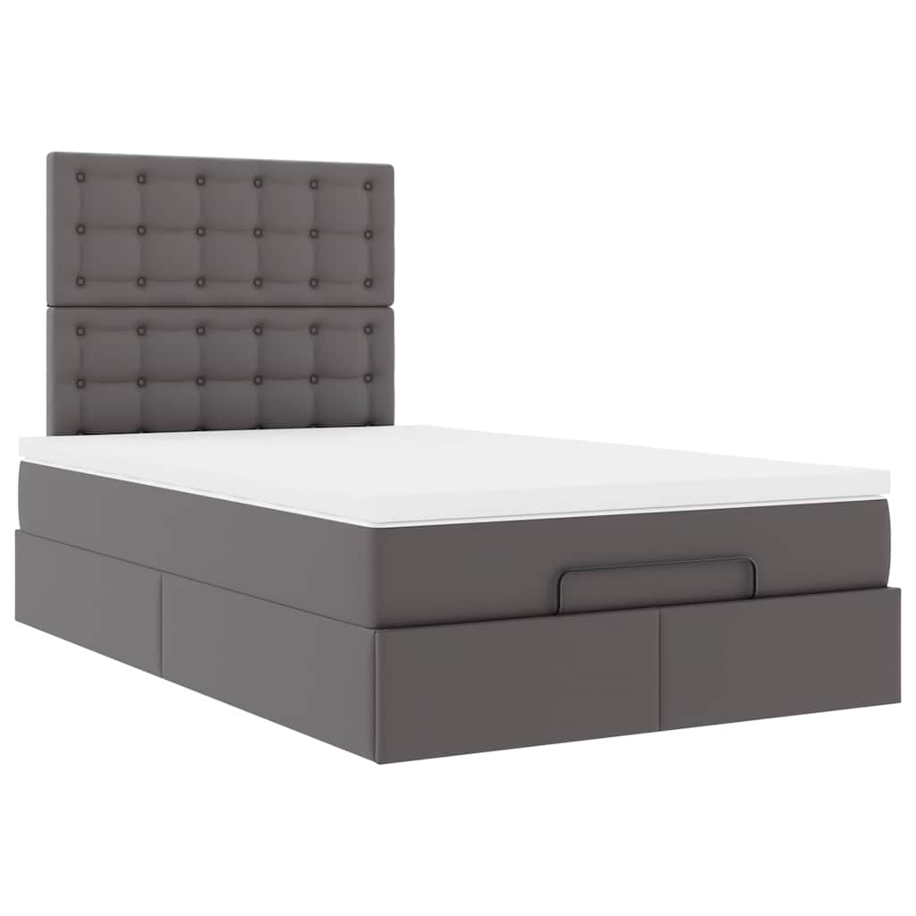 Ottoman bed met matras 120x190 cm kunstleer grijs