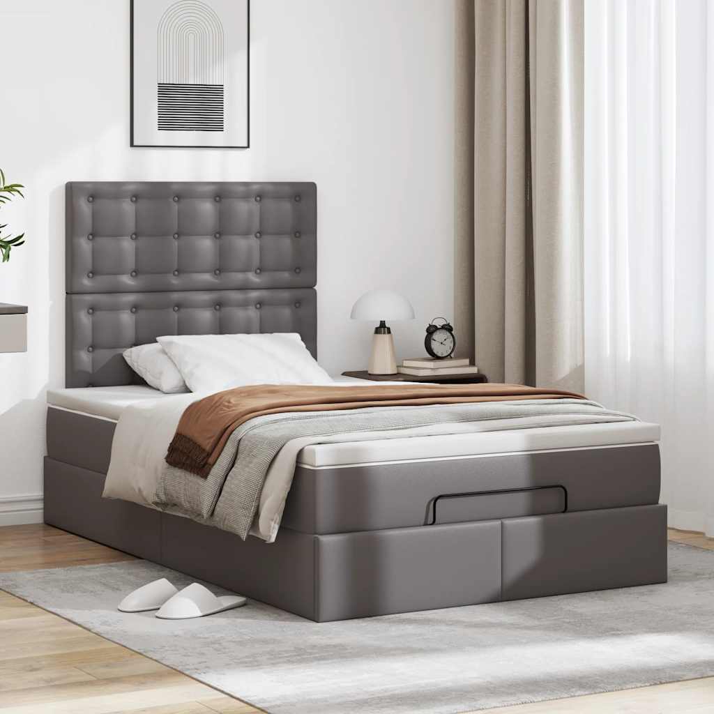 Ottoman bed met matras 120x190 cm kunstleer grijs