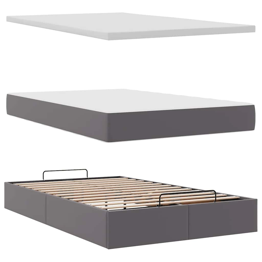 Ottoman bed met matras 120x190 cm kunstleer grijs