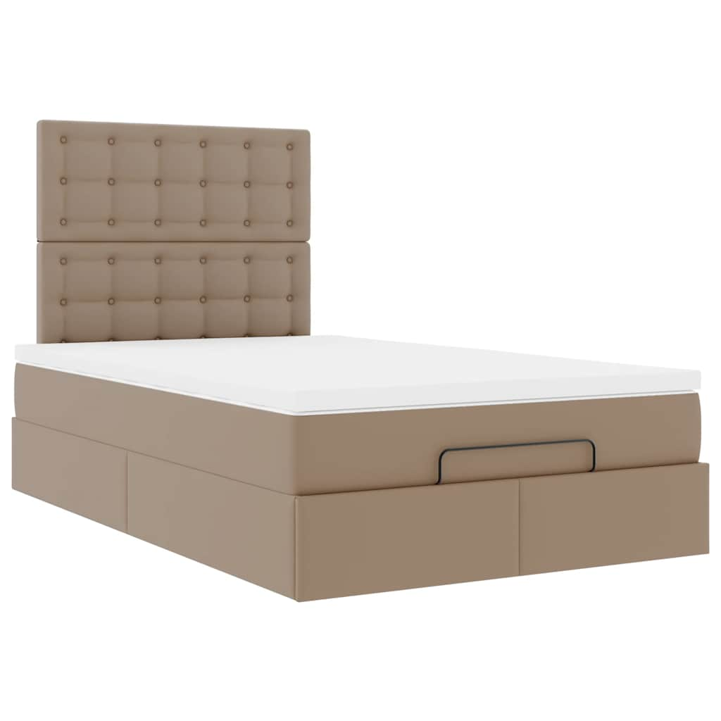 Ottoman bed met matras 120x190 cm kunstleer cappuccinokleurig