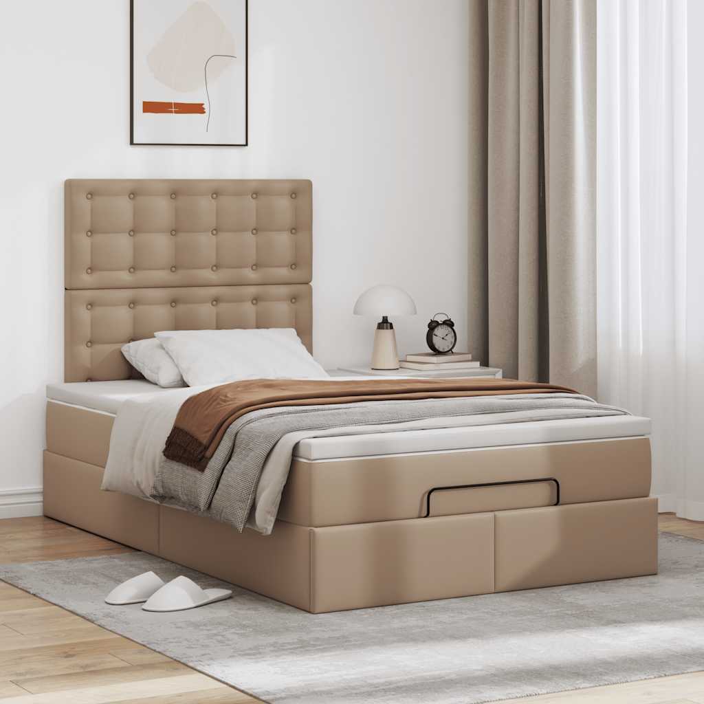 Ottoman bed met matras 120x190 cm kunstleer cappuccinokleurig