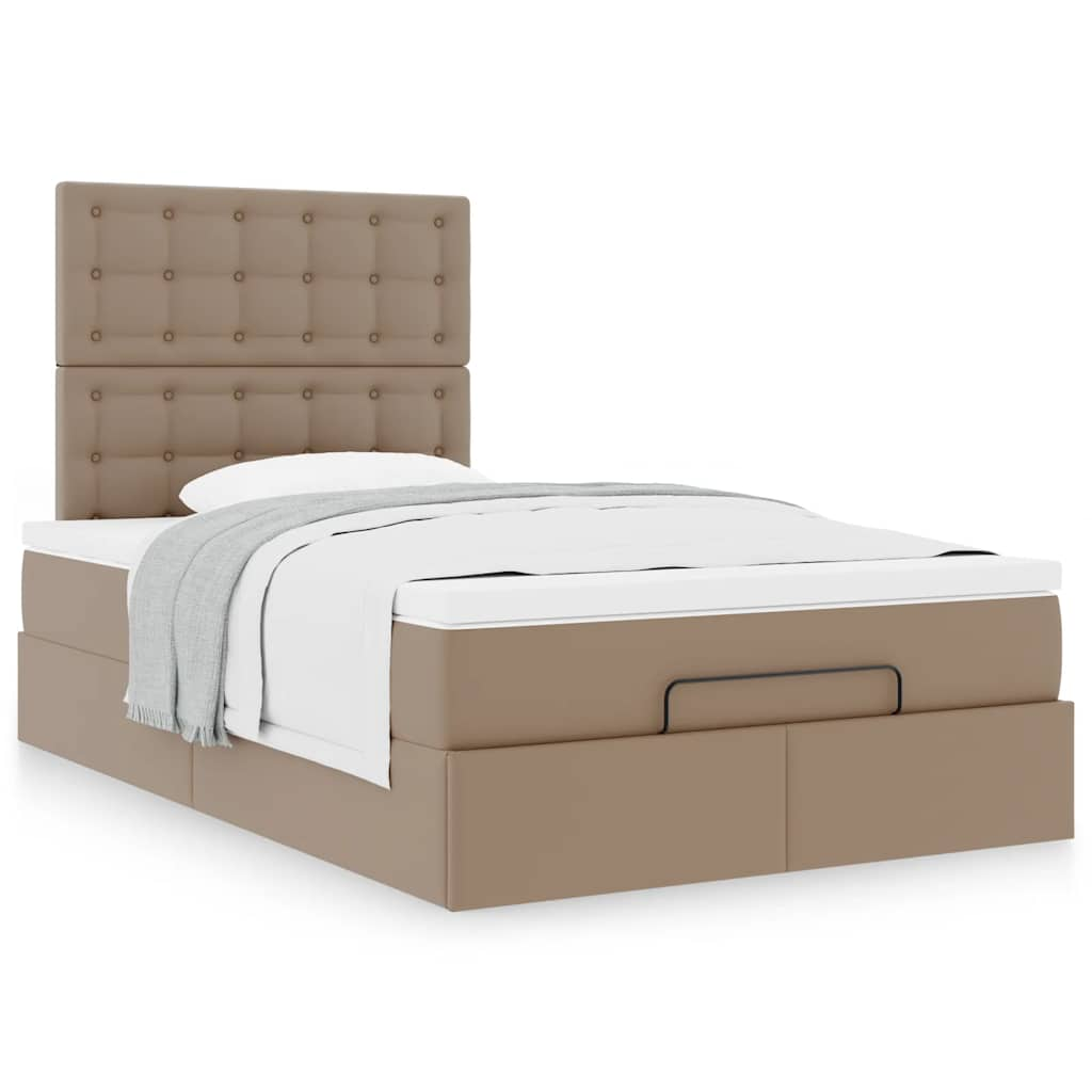 Ottoman bed met matras 120x190 cm kunstleer cappuccinokleurig