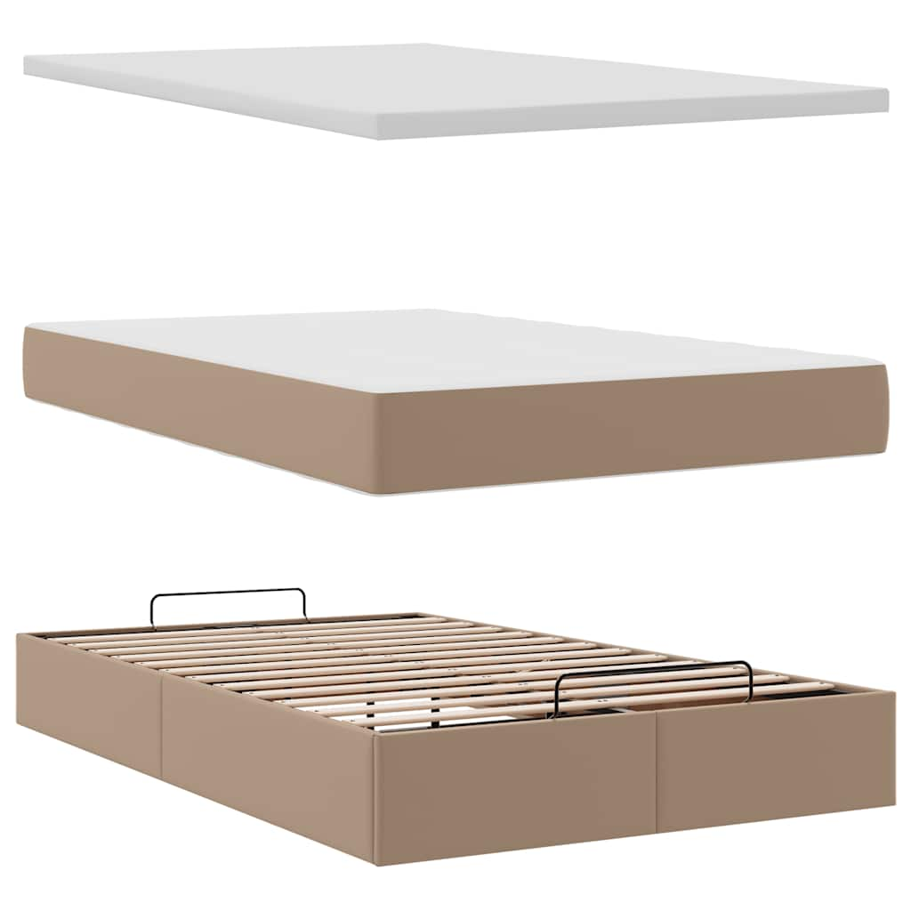 Ottoman bed met matras 120x190 cm kunstleer cappuccinokleurig