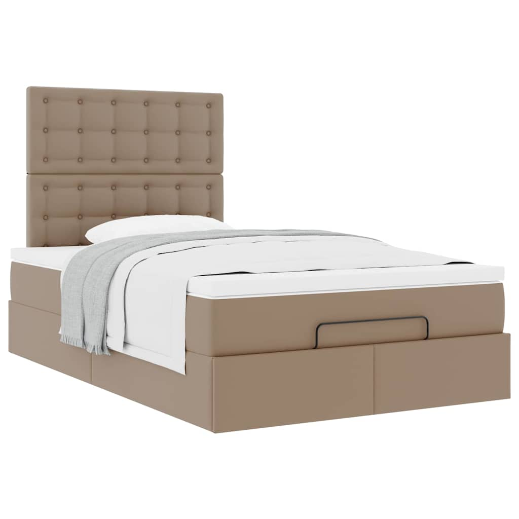 Ottoman bed met matras 120x190 cm kunstleer cappuccinokleurig