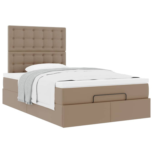 Ottoman bed met matras 120x190 cm kunstleer cappuccinokleurig