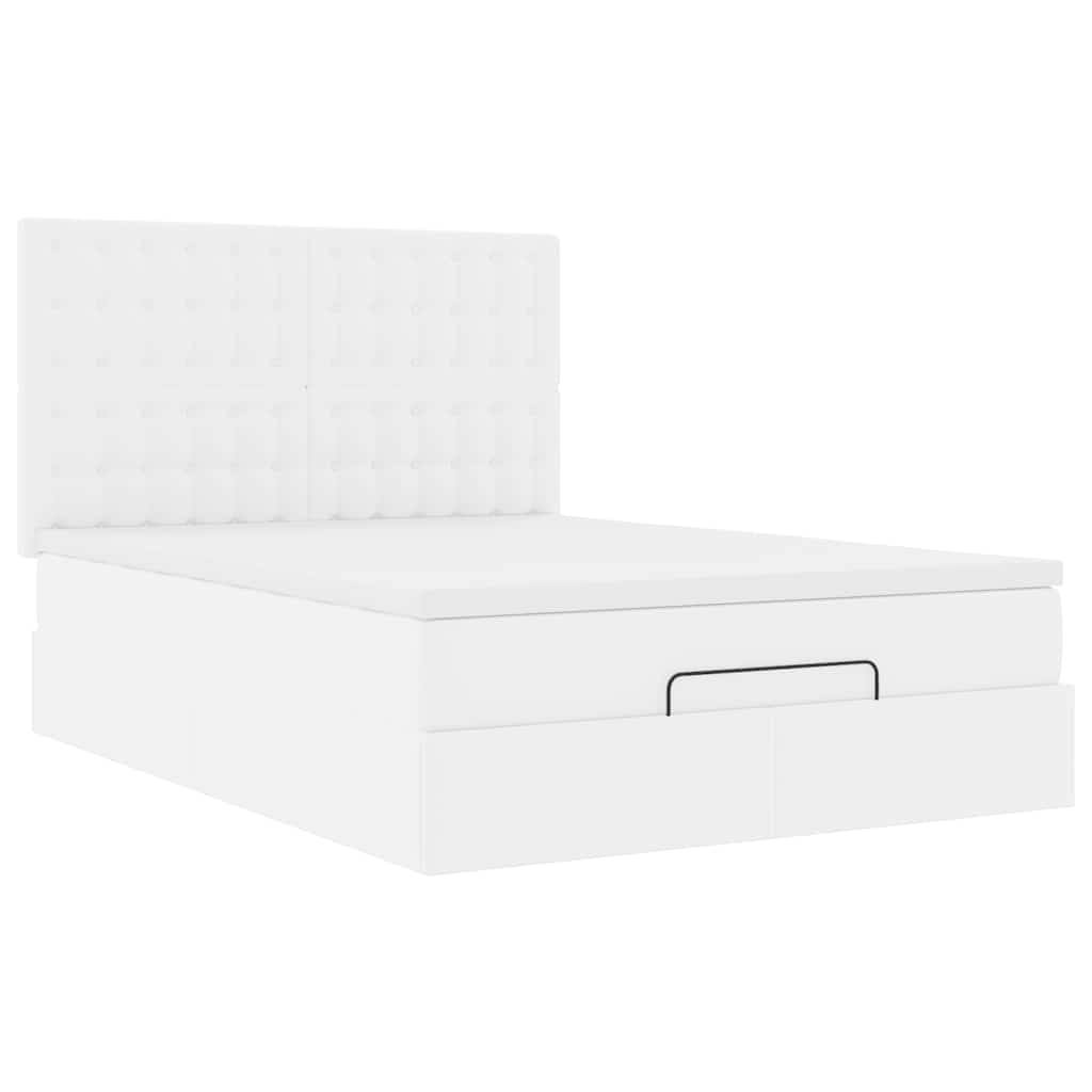 Ottoman bed met matras 140x200cm kunstleer wit