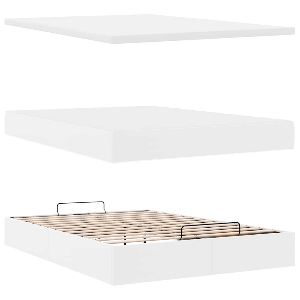 Ottoman bed met matras 140x200cm kunstleer wit