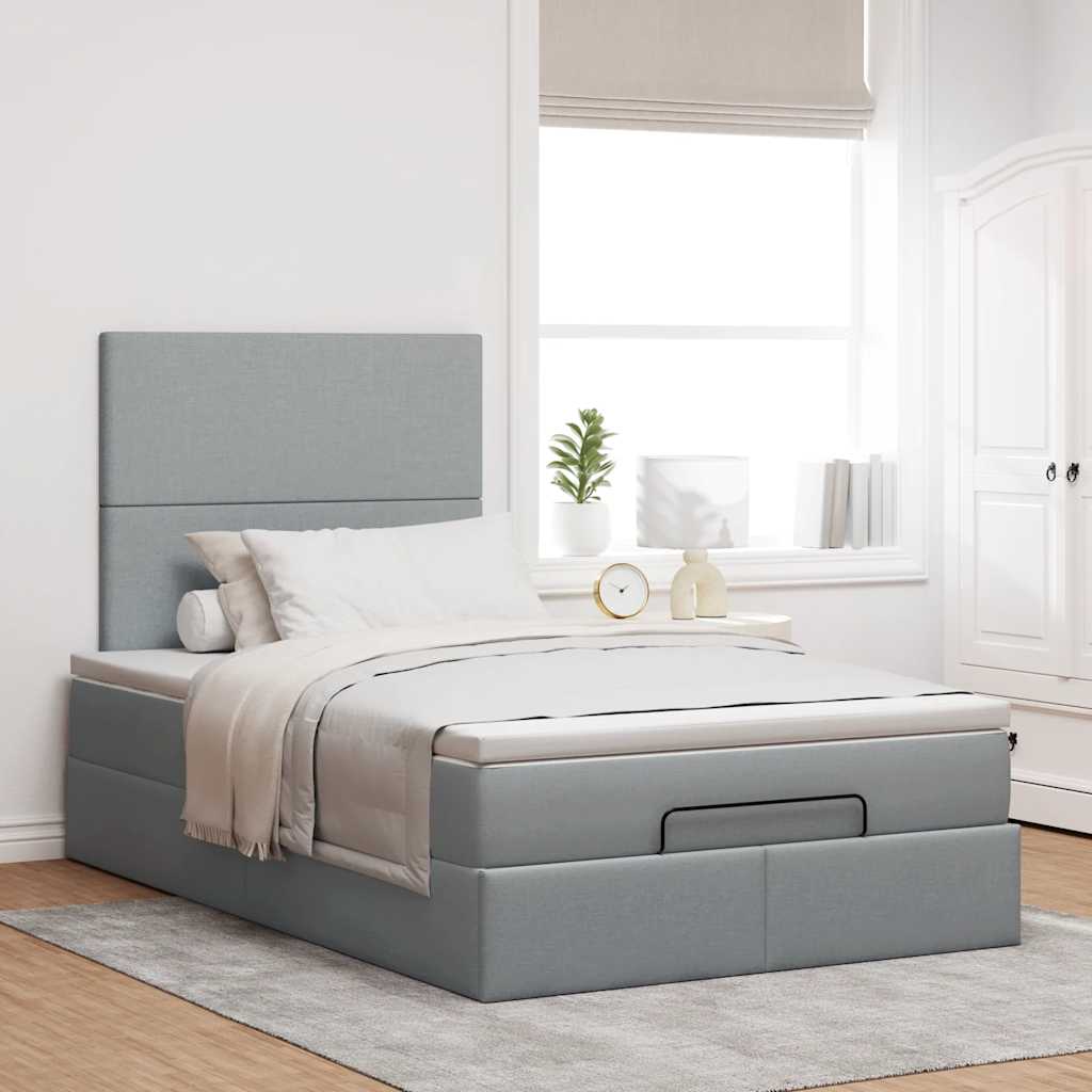 Ottoman bed met matras 120x190 cm stof lichtgrijs