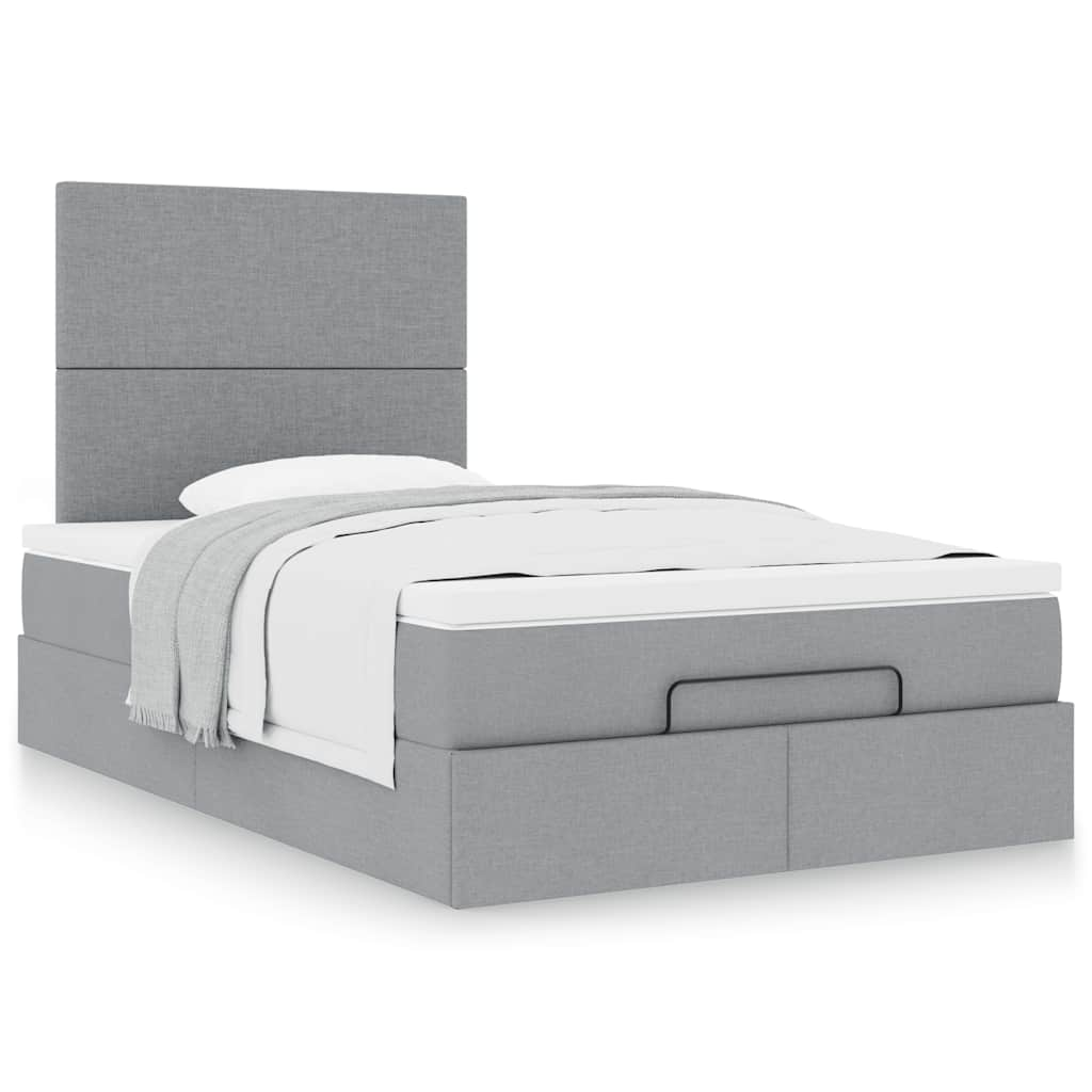 Ottoman bed met matras 120x190 cm stof lichtgrijs