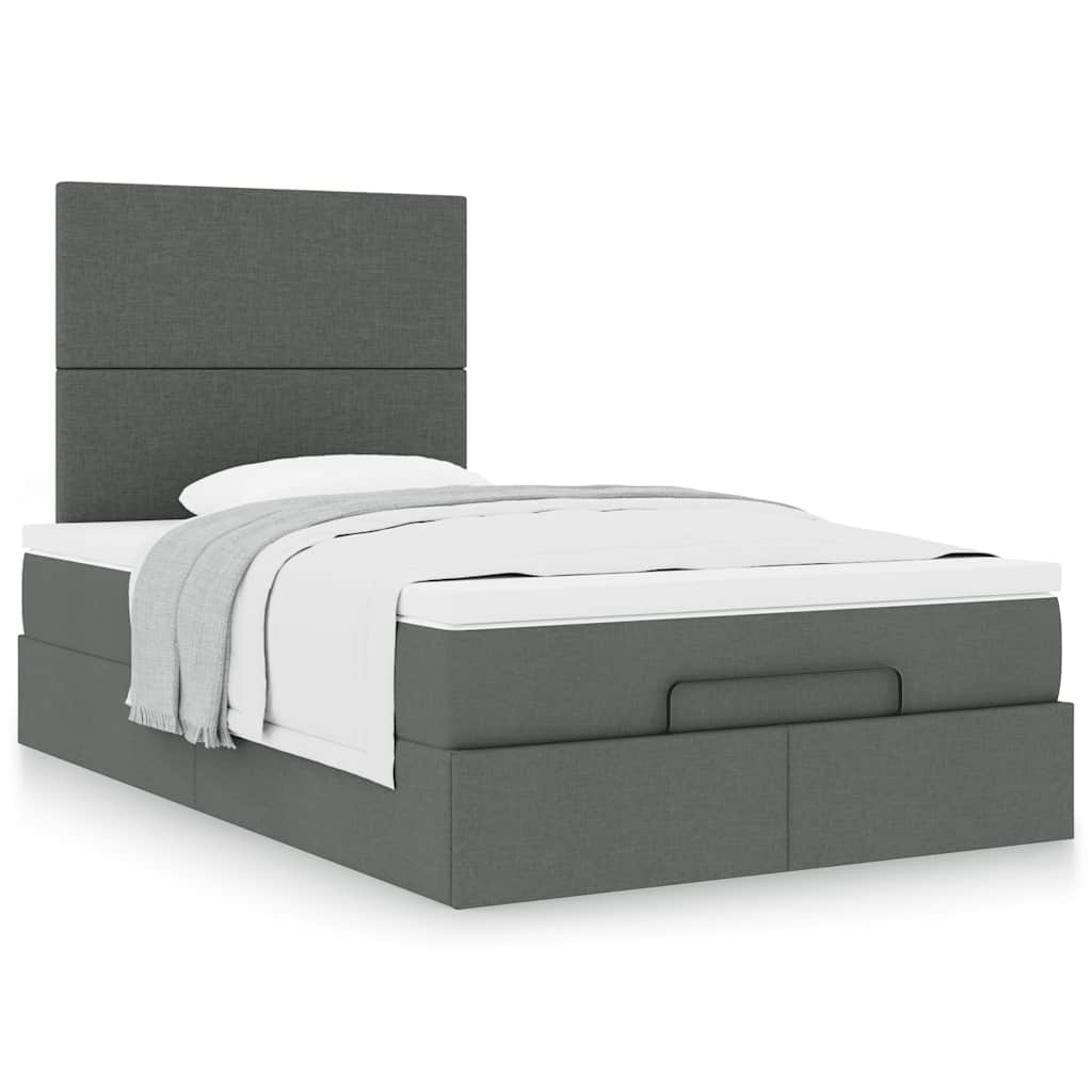 Ottoman bed met matras 120x190 cm stof donkergrijs