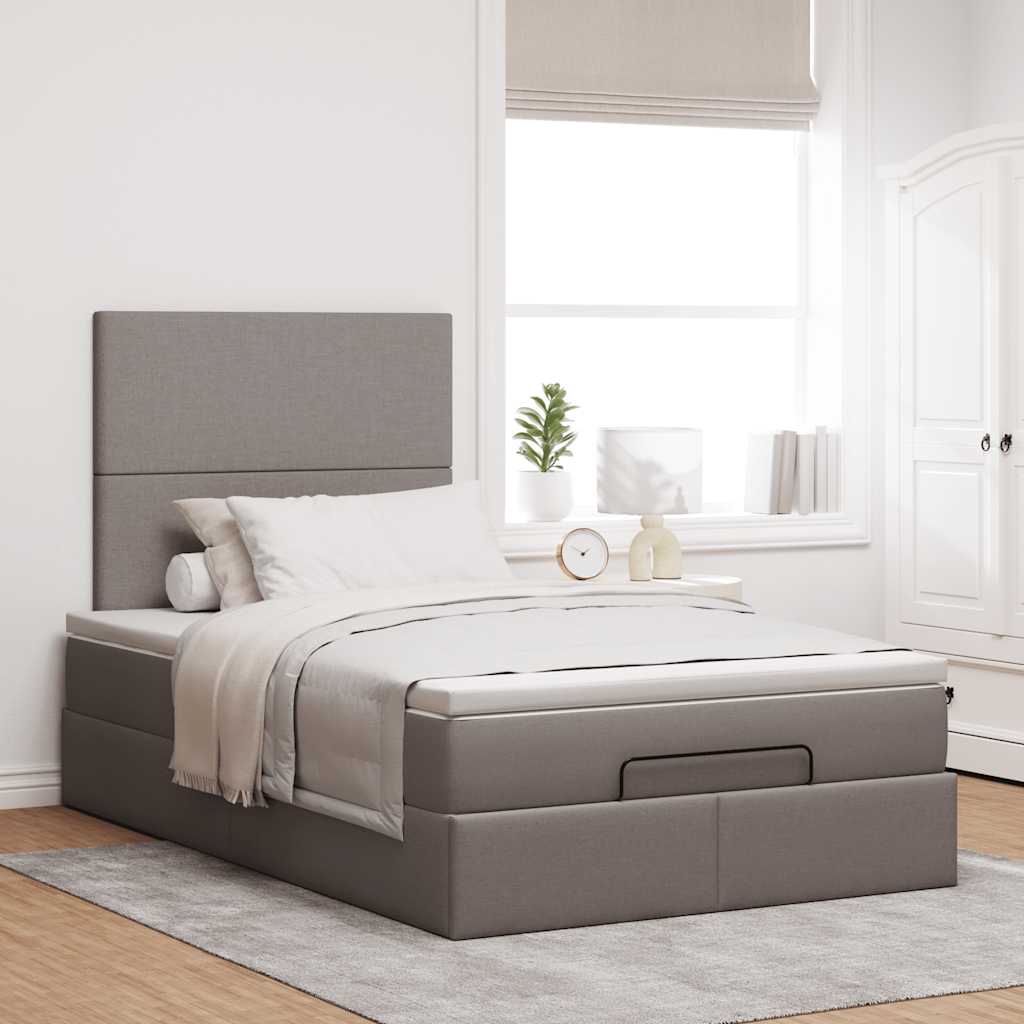 Ottoman bed met matras 120x190 cm stof taupe