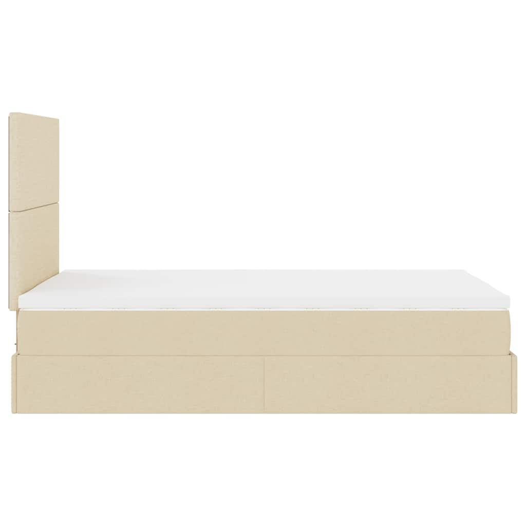 Ottoman bed met matras 120x190cm stof crèmekleurig