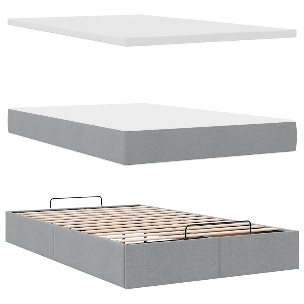 Ottoman bed met matras 120x190 cm stof lichtgrijs