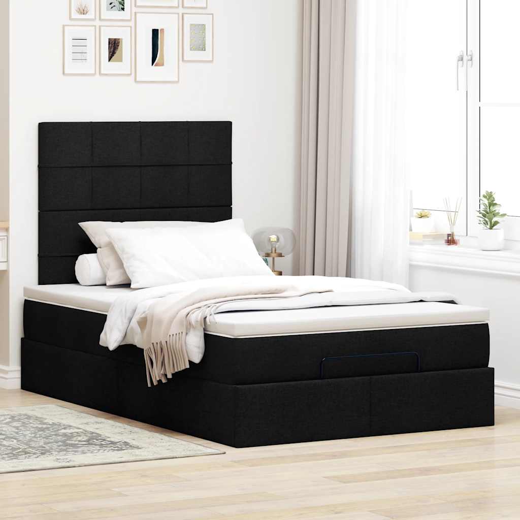 Ottoman bed met matras 120x190 cm stof zwart