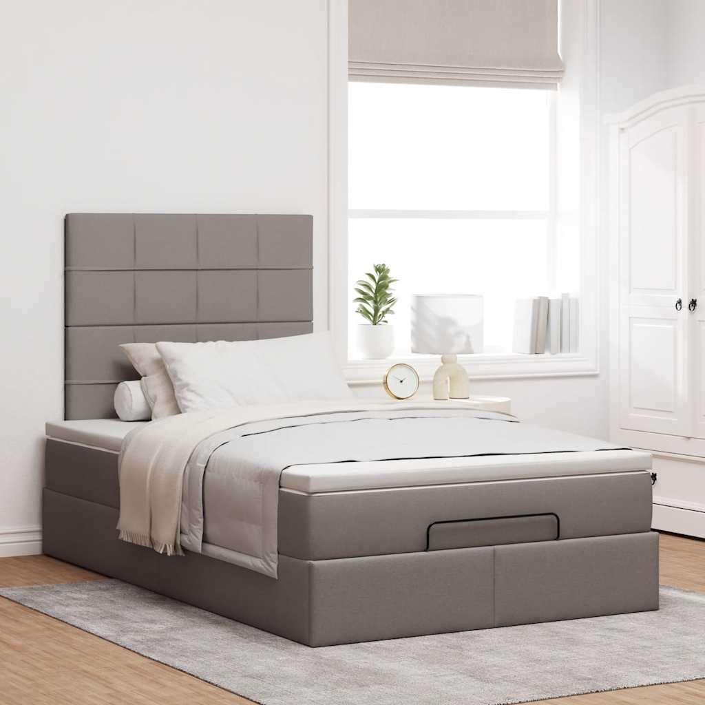 Ottoman bed met matras 120x190 cm stof taupe