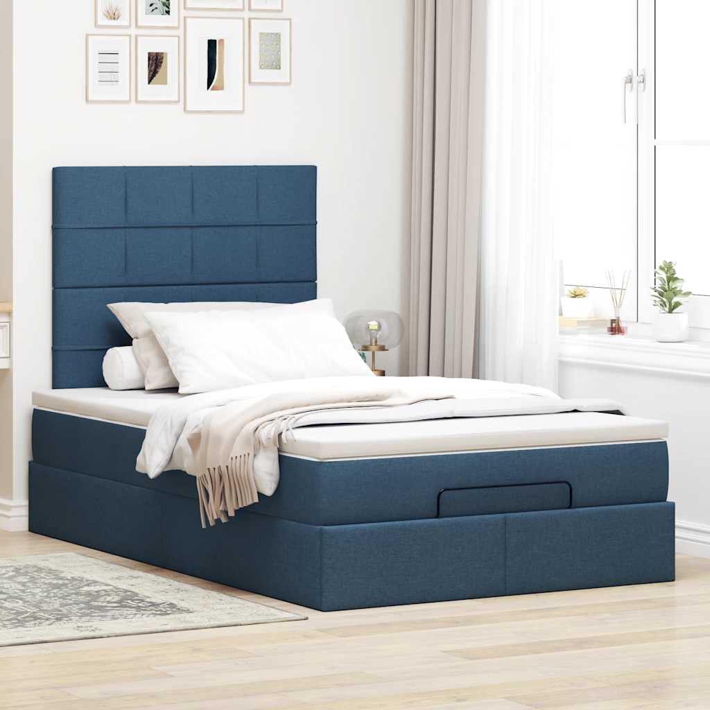 Ottoman bed met matras 120x190 cm stof blauw