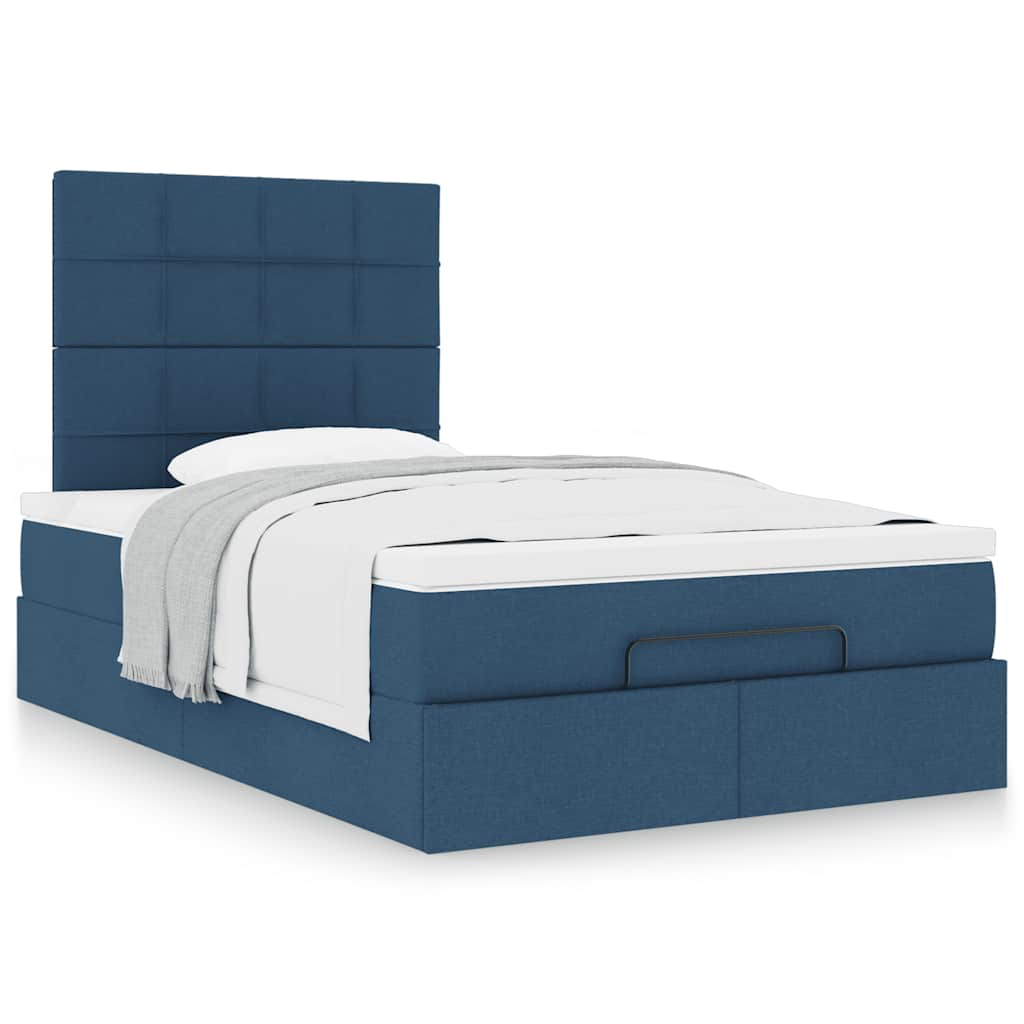 Ottoman bed met matras 120x190 cm stof blauw