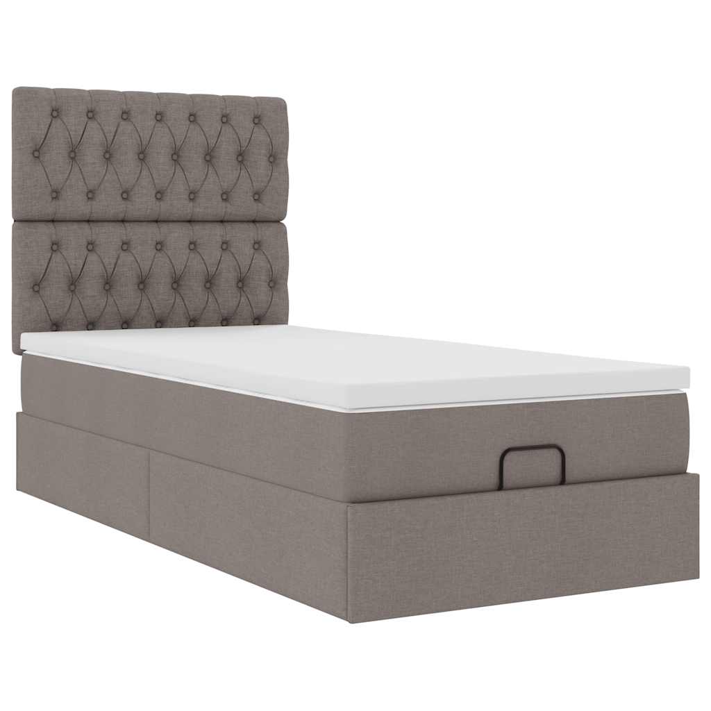 Ottoman bed met matras 90x190cm stof taupe