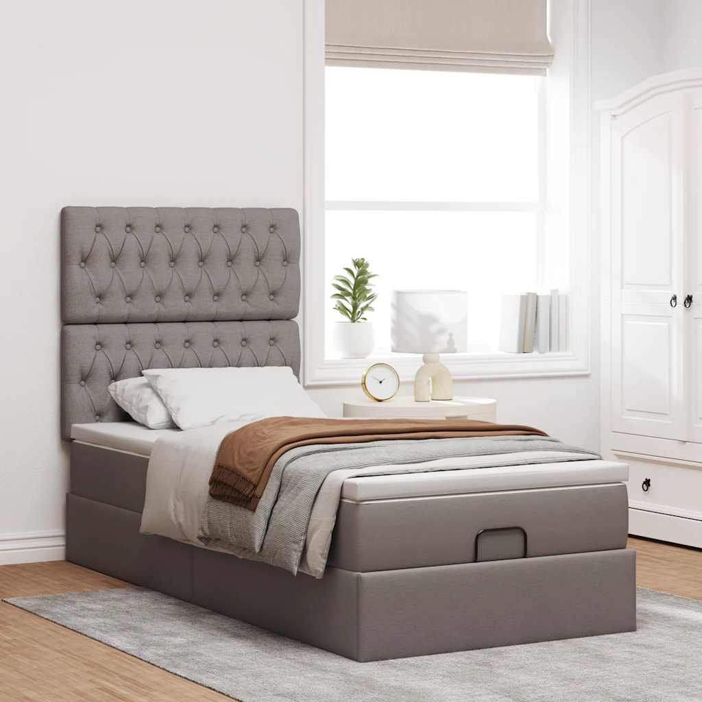 Ottoman bed met matras 90x190cm stof taupe