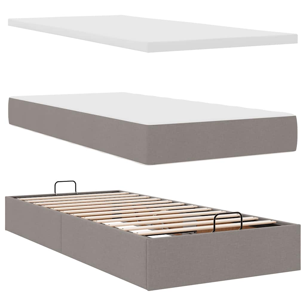 Ottoman bed met matras 90x190cm stof taupe