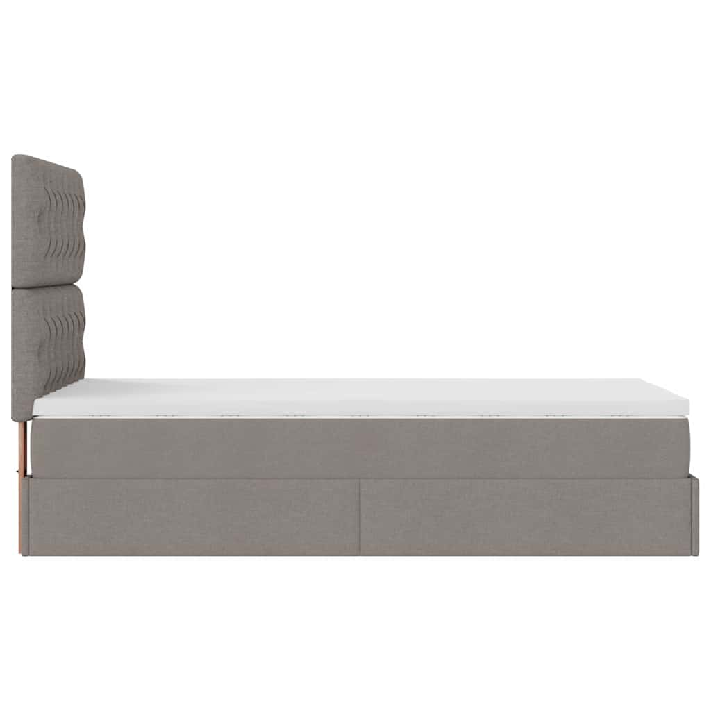 Ottoman bed met matras 90x190cm stof taupe