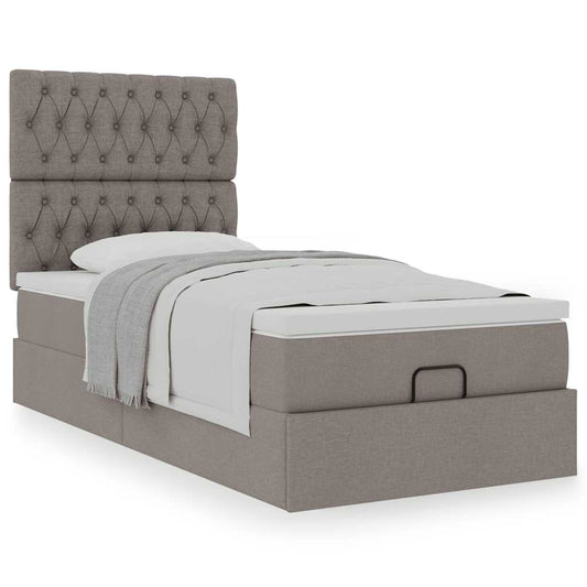 Ottoman bed met matras 90x190cm stof taupe