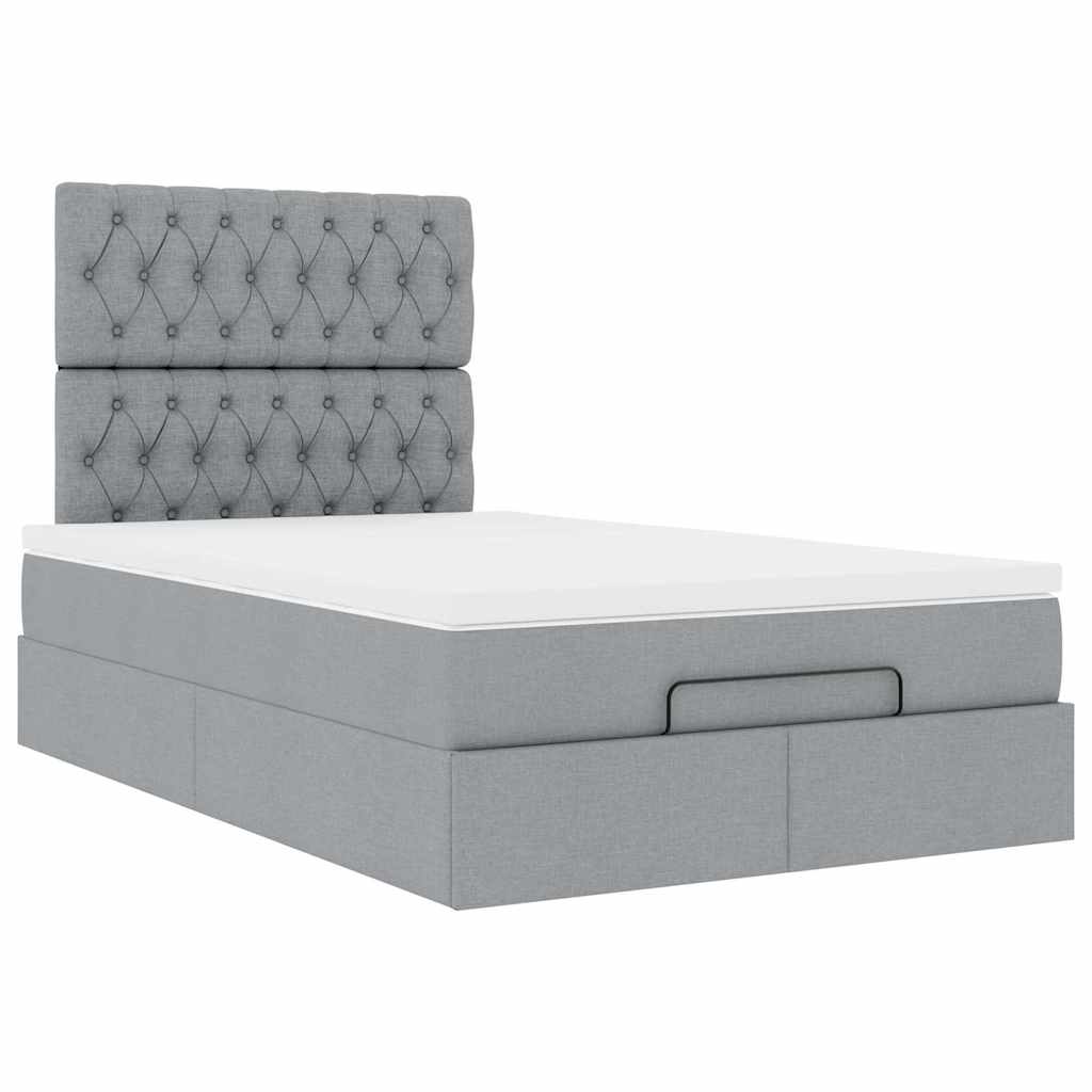 Ottoman bed met matras 120x190 cm stof lichtgrijs