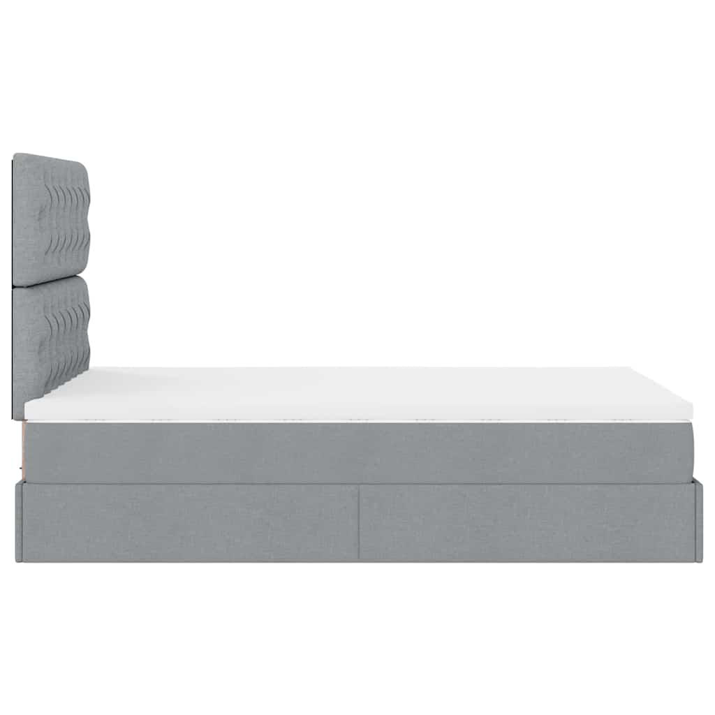 Ottoman bed met matras 120x190 cm stof lichtgrijs