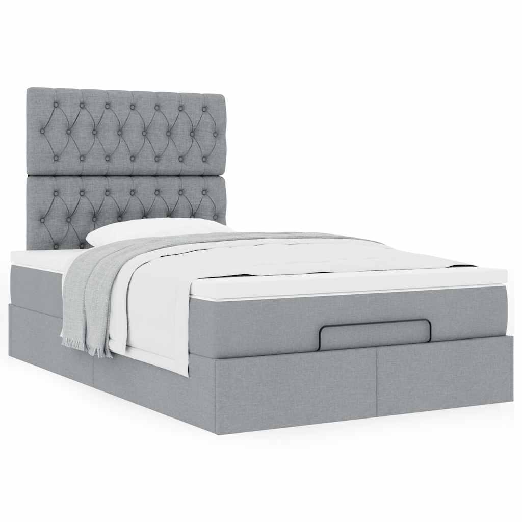 Ottoman bed met matras 120x190 cm stof lichtgrijs