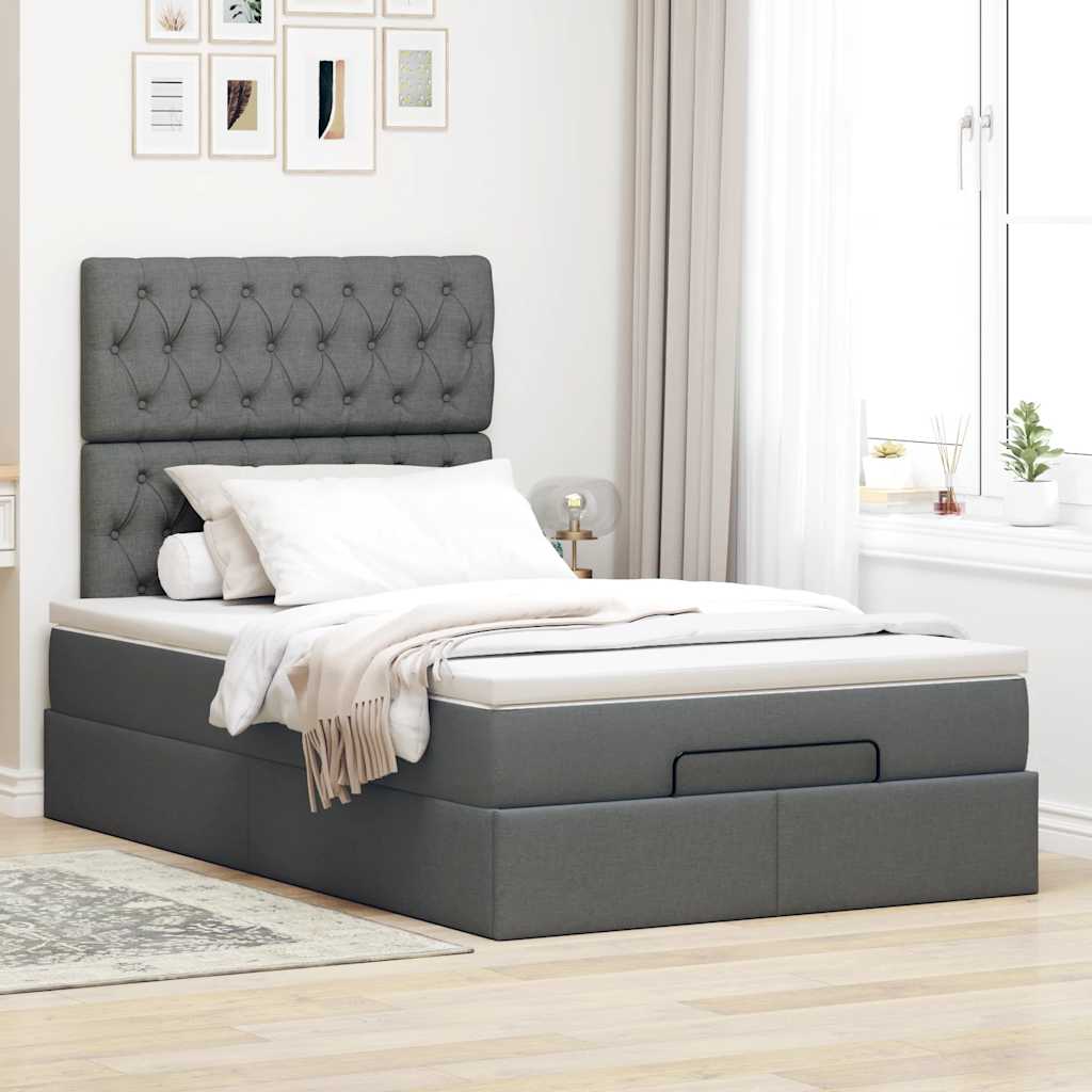 Ottoman bed met matras 120x190 cm stof donkergrijs