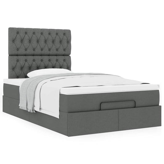 Ottoman bed met matras 120x190 cm stof donkergrijs